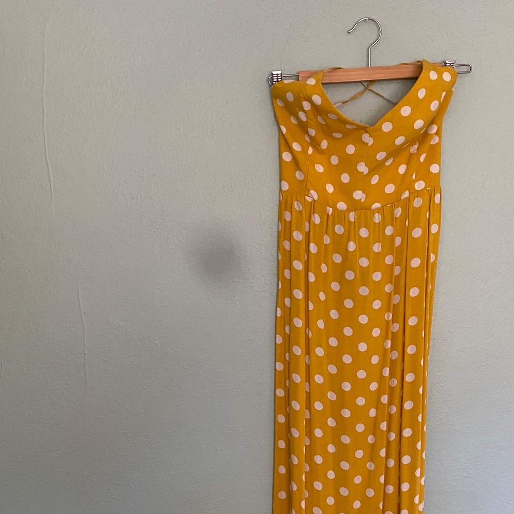 Forever 21 Yellow Polka Dot Maxi Dress